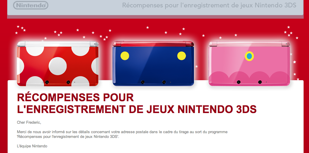 Mail Nintendo jeu 3ds 3ds Collector