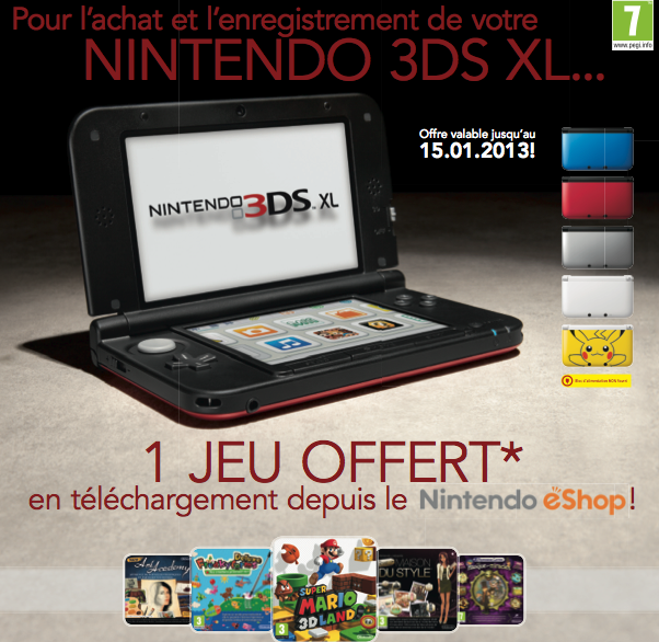 Jeu offert popur la 3ds XL